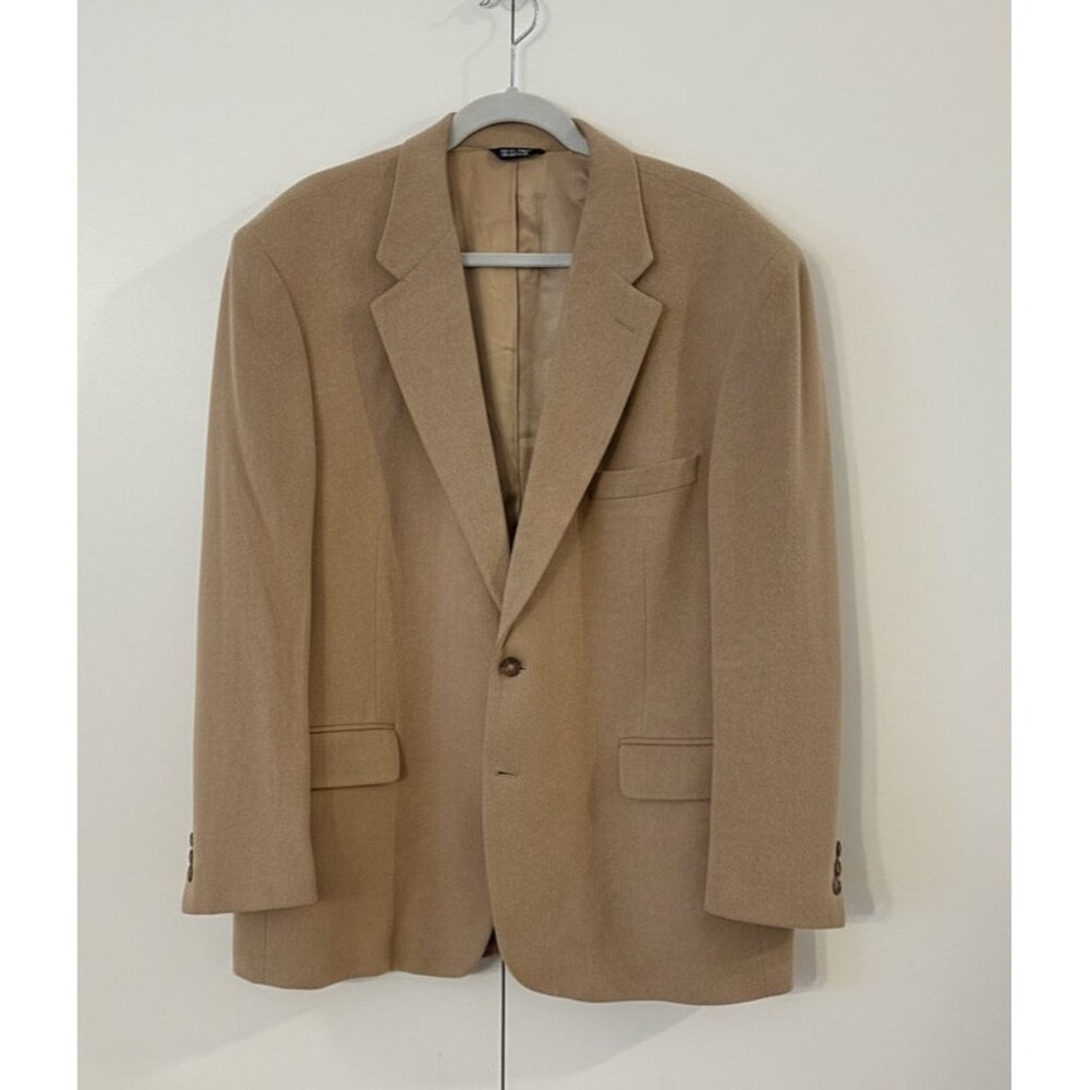 Bill Blass Camel Hair Blazer Men’s 46R Notch Lapel Classic Tailored Jacket‎